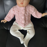 Lola Newborn Crochet Baby Cardigan Pattern | Seamless Cabled Baby Sweater English PDF